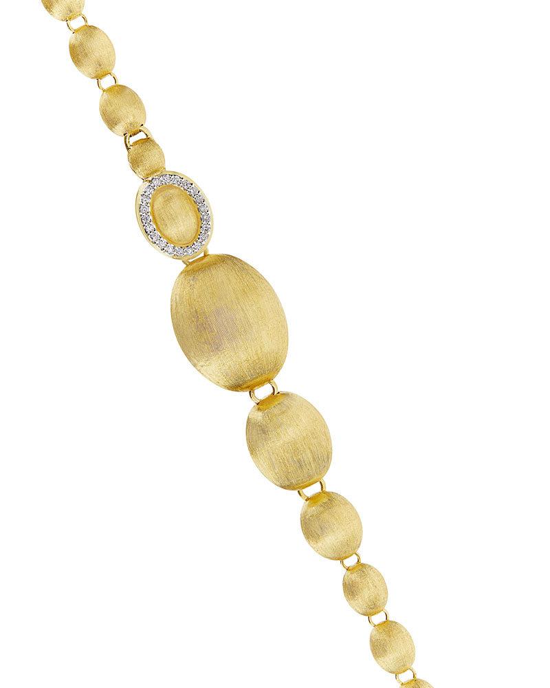 "Ivy" handgegraveerde gouden boules en diamanten converteerbare statement ketting (kort)