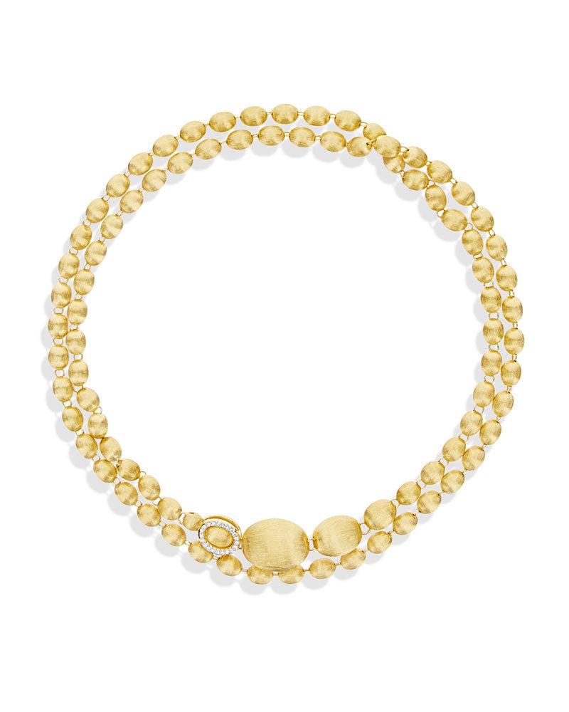 "Ivy" handgegraveerde gouden boules en diamanten converteerbare statement ketting (kort)