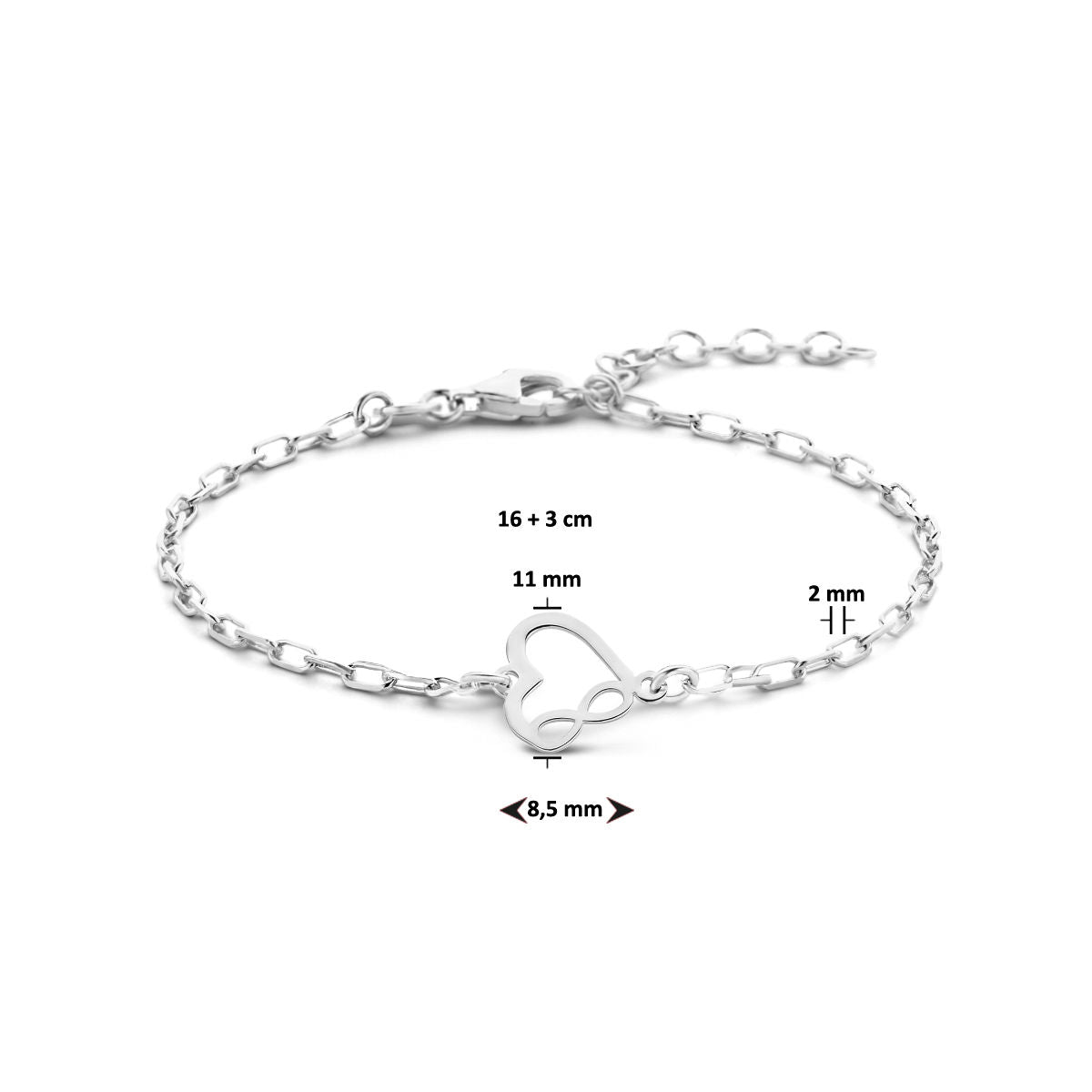 Armband hart en infinity 16 + 3 cm - 13.36396 - Brunott Juwelier