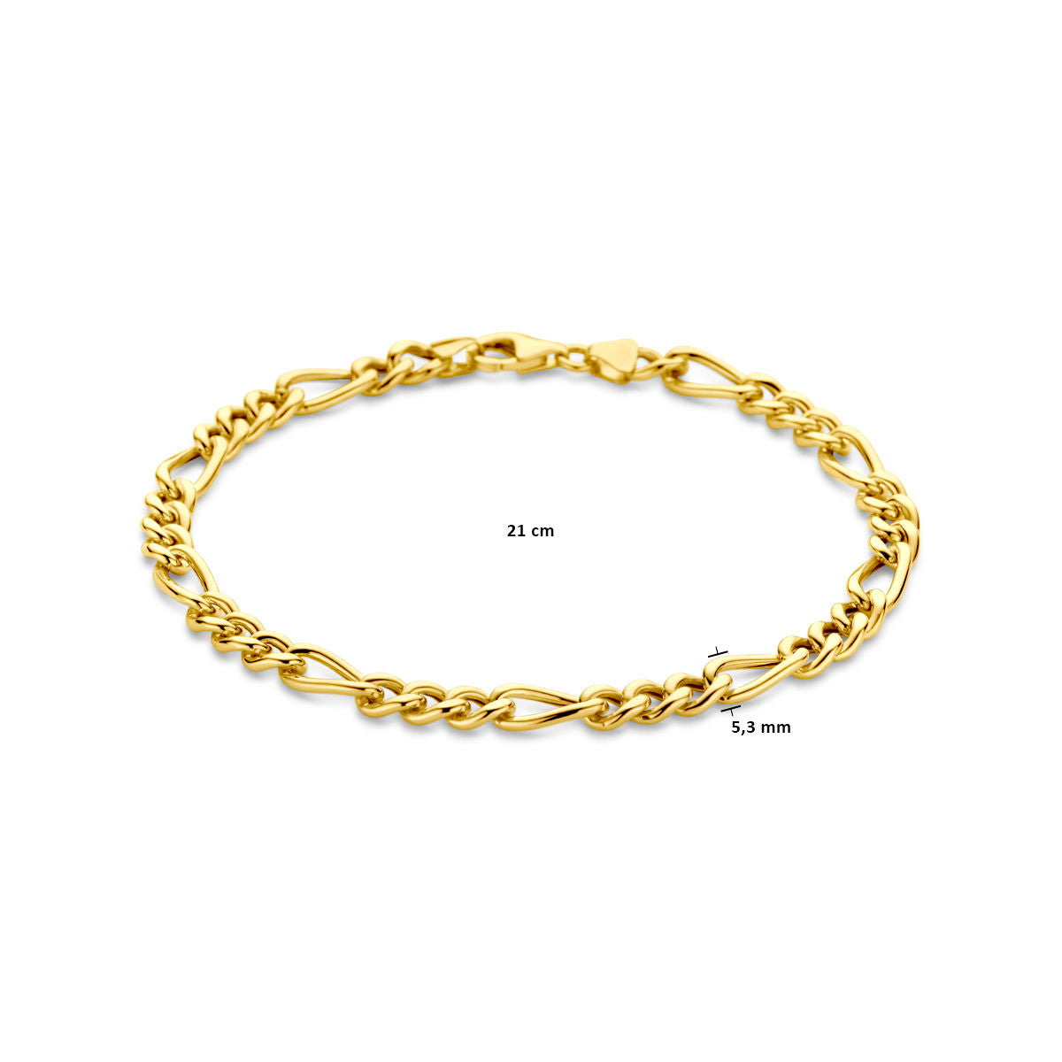 bracelet figaro 5.3 mm 21 cm