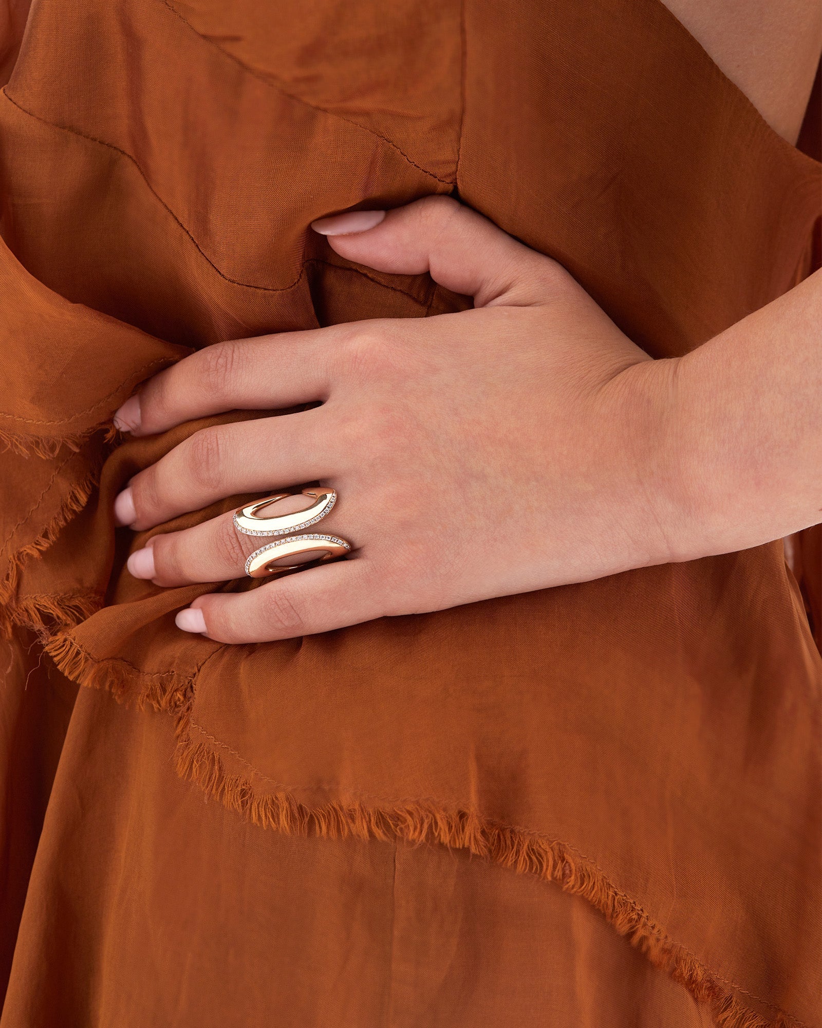 Libera icon' statement-ring van roségoud en diamanten