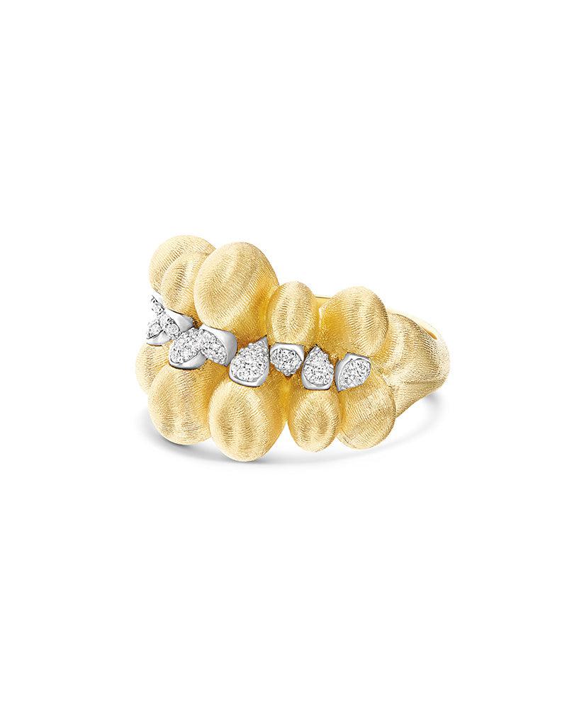 "Trasformista" gouden ring met druppels en diamanten