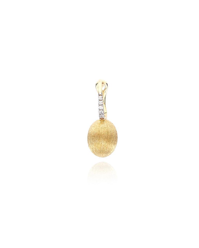 "Baby ciliegina" gouden druppeloorbel met diamanten details