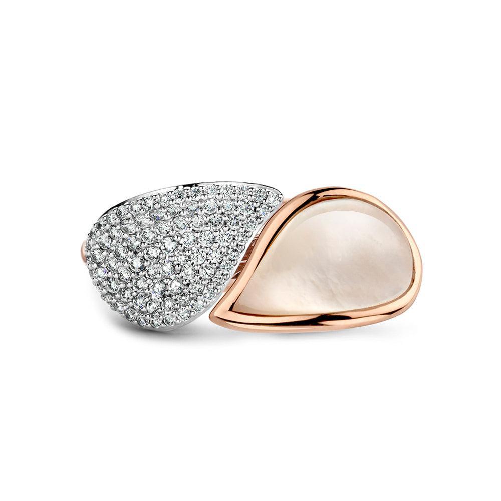 Bigli 20R142Rmpbi Mini Leaves collection - ring in pink gold with white mother of pearl