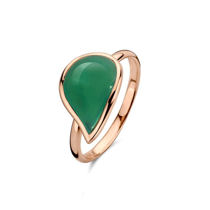 MINI LEAVES RING 20R142Rmpagver WITH GREEN AGATE - Brunott Juwelier