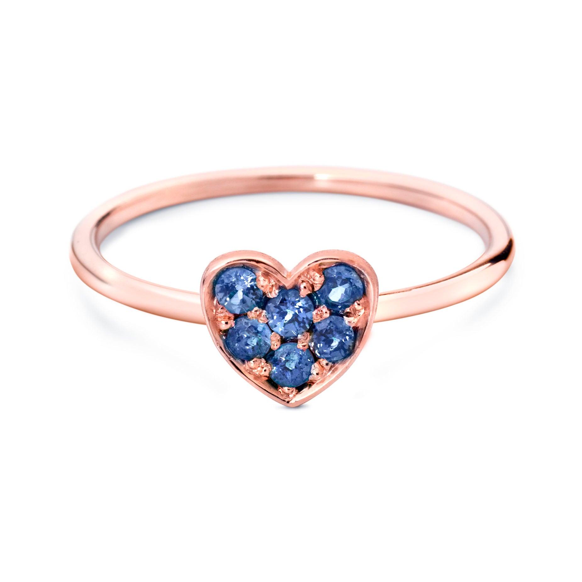 RING HEART PAVÉ 'FOREVER' MET SAFFIER