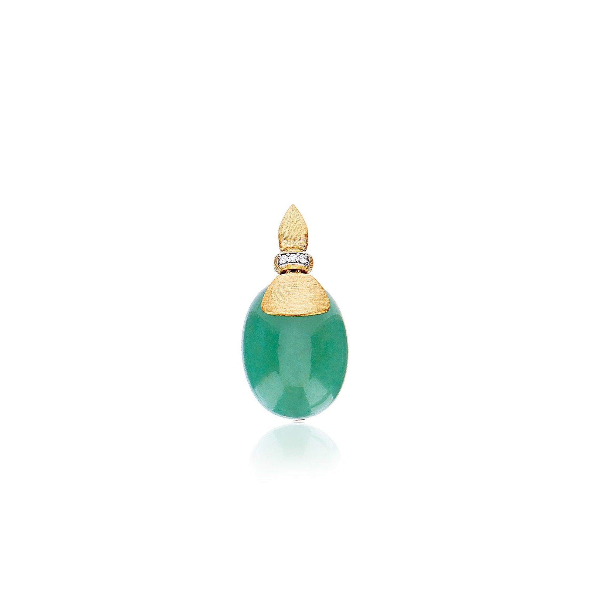 AMAZONIA "AMULETS" GOLD, DIAMONDS AND GREEN AVENTURINE PENDANT (LARGE)