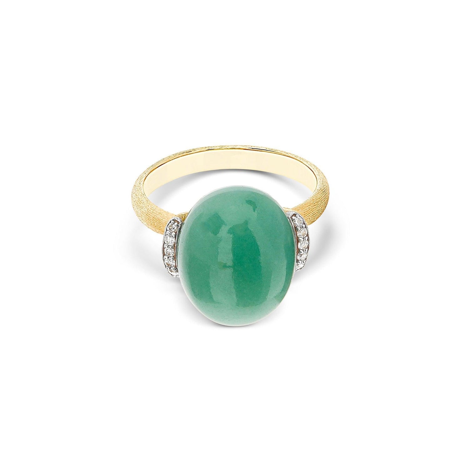 AMAZONIA "AMULETS" GOLD, DIAMONDS AND GREEN AVENTURINE RING (LARGE)