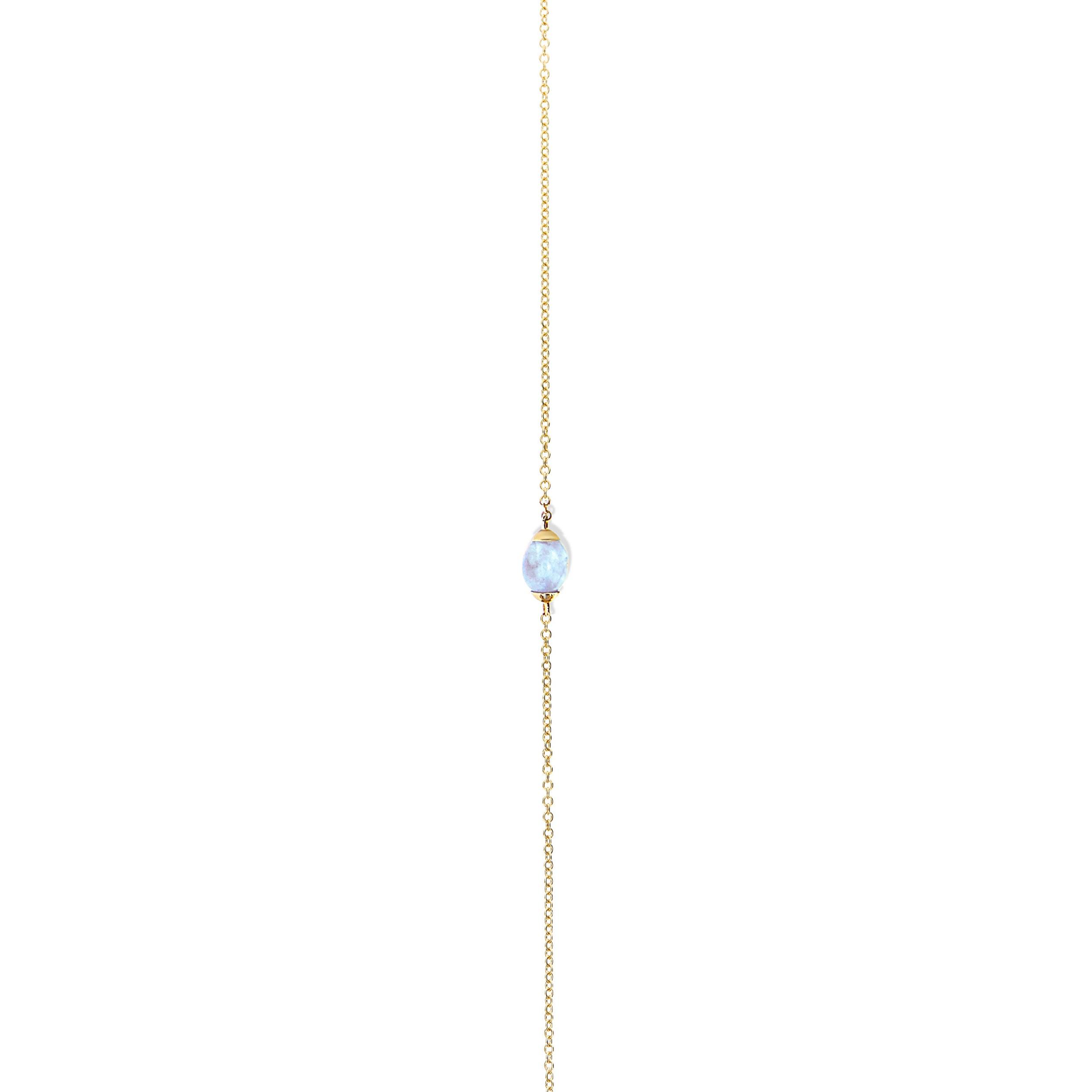 AZURE "AMULETS" GOLD AND MILKY AQUAMARINE NECKLACE (SMALL)