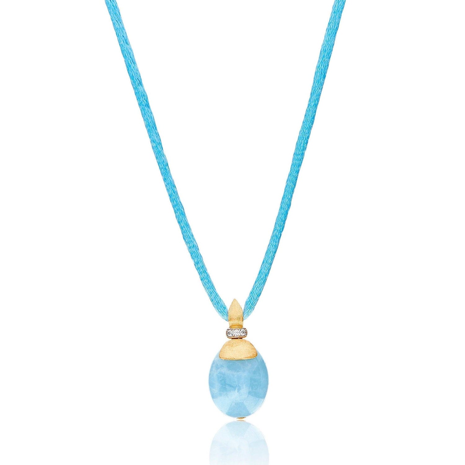 AZURE "AMULETS" GOLD, DIAMONDS AND MILKY AQUAMARINE PENDANT (LARGE)