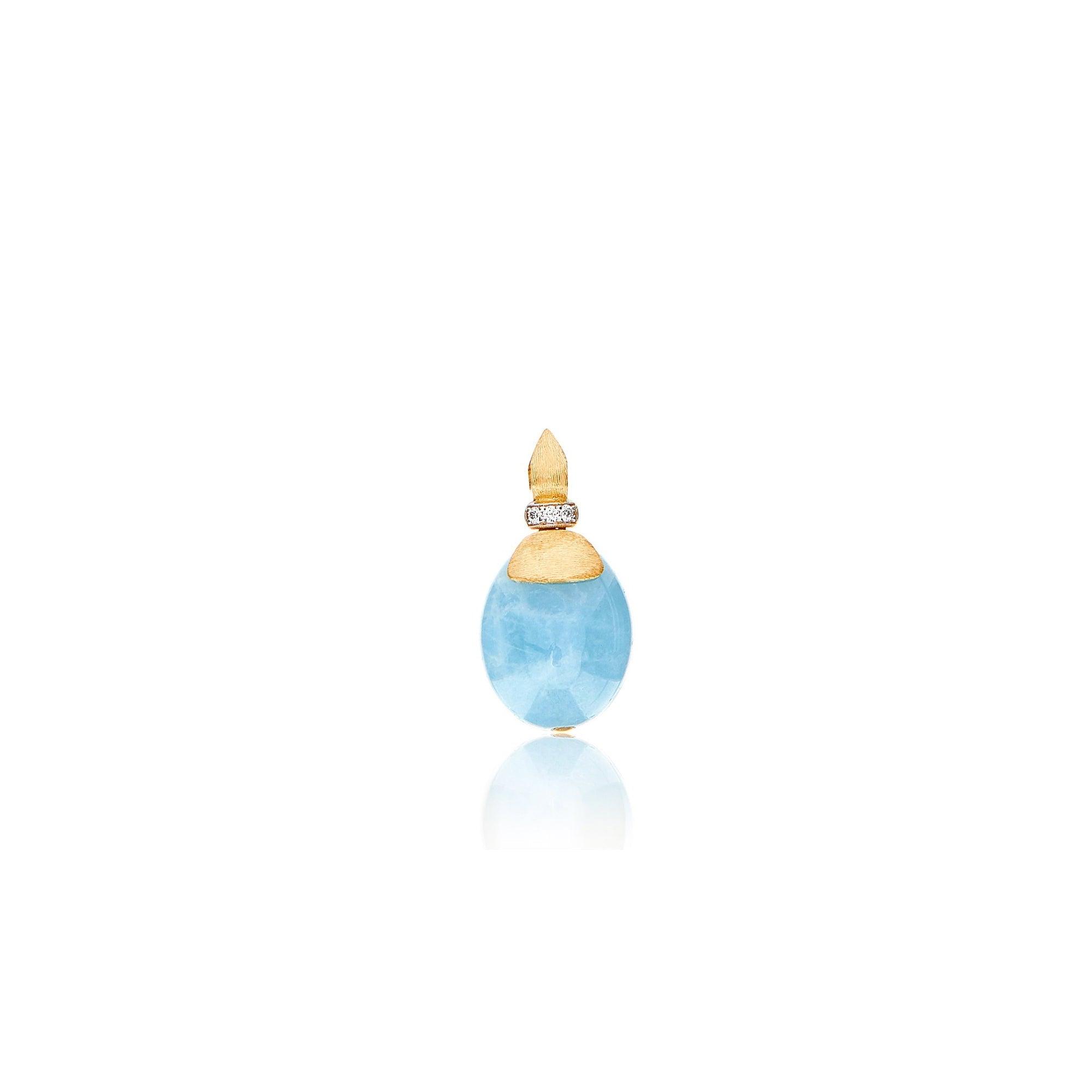 AZURE "AMULETS" GOLD, DIAMONDS AND MILKY AQUAMARINE PENDANT (LARGE)