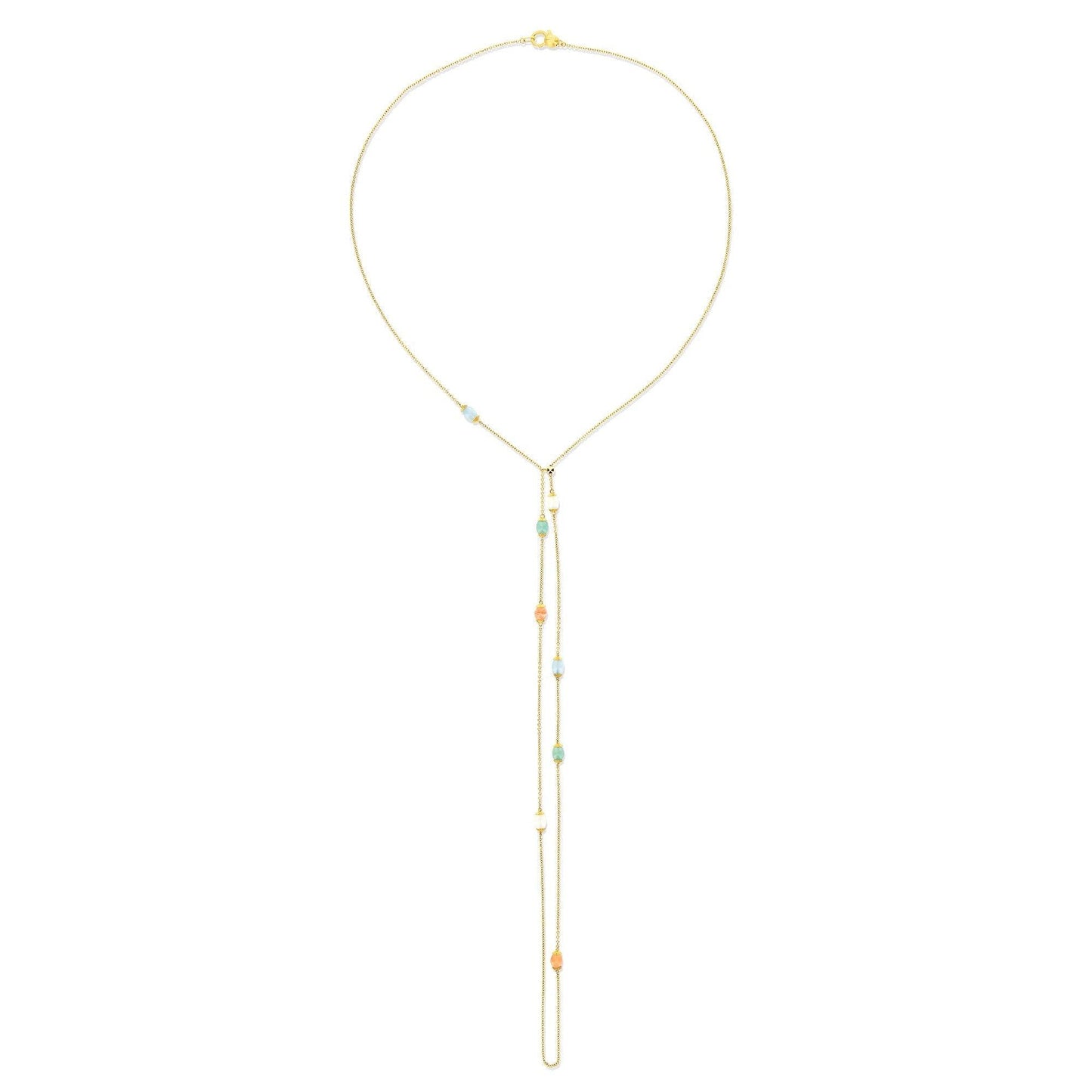 RAINBOW "AMULETS" GOLD AND NATURAL STONES CONVERTIBLE NECKLACE (LARGE)