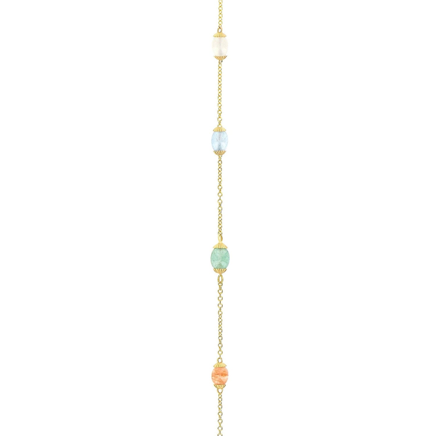 RAINBOW "AMULETS" GOLD AND NATURAL STONES CONVERTIBLE NECKLACE (LARGE)