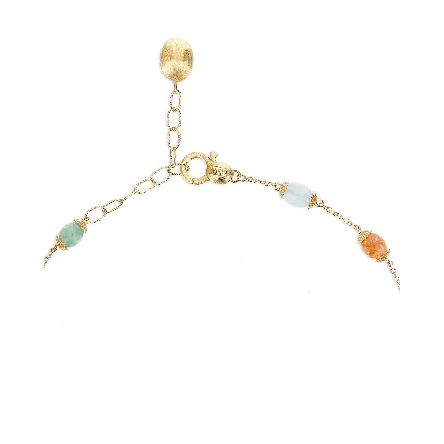 RAINBOW “AMULETS” GOLD BOULES AND NATURAL STONES ANKLET